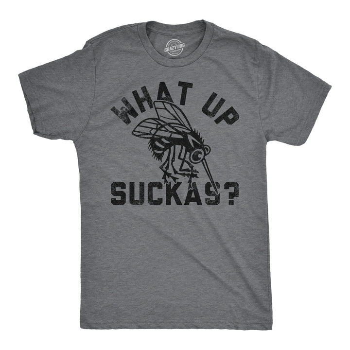 Mens What Up Suckas Funny T Shirt Sarcasitc Mosquito Graphic Tee For Men Image 4