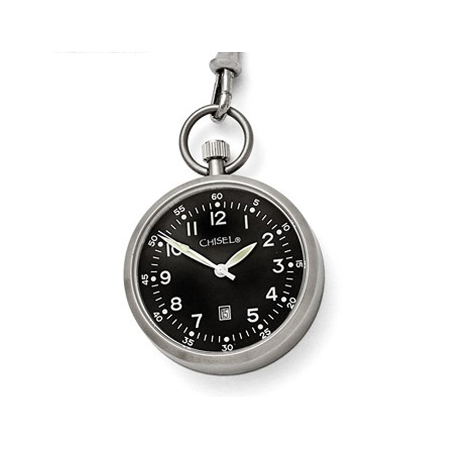 Chisel Stainless Steel Black Dial Pocket Watch (43mm) Image 1