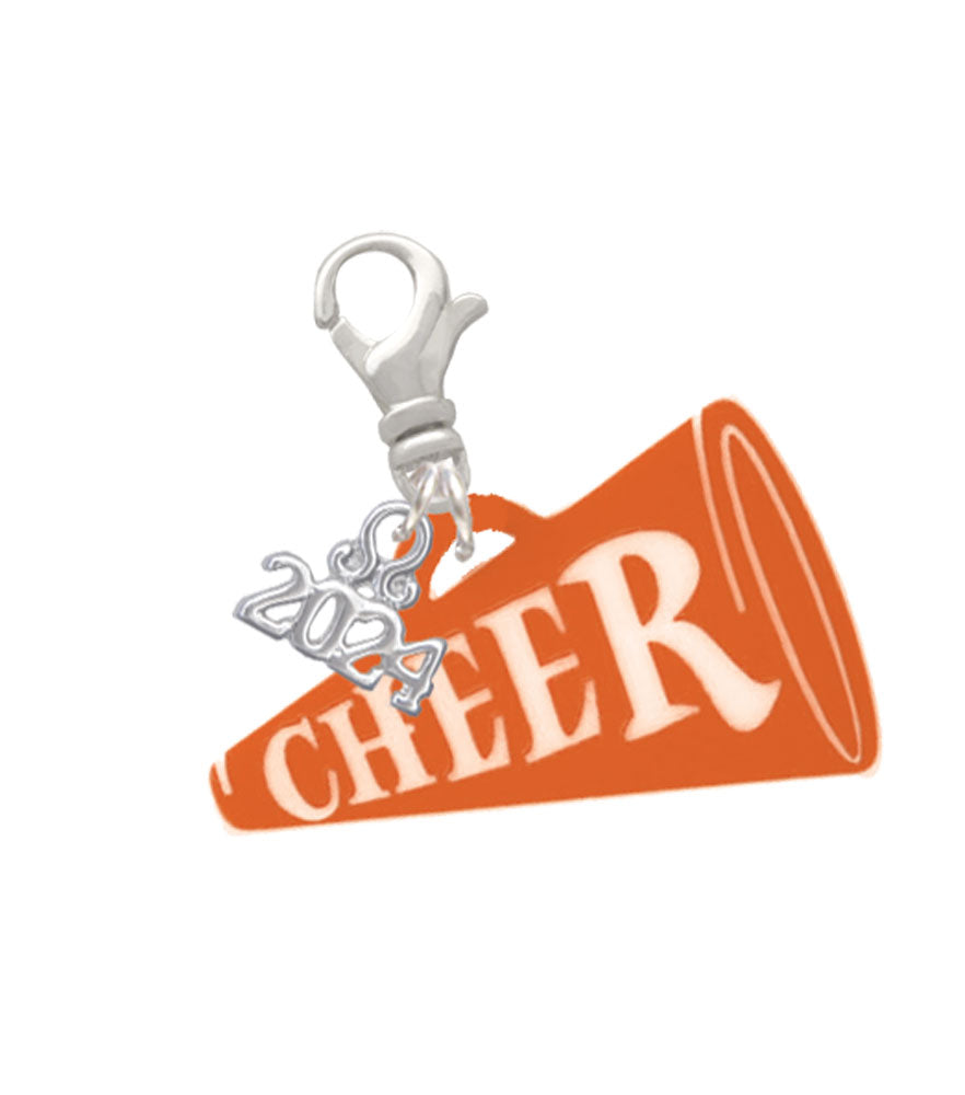 Delight Jewelry Acrylic 1.25" Cheer Megaphone Clip on Charm with Year 2024 Image 2