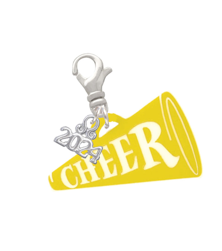 Delight Jewelry Acrylic 1.25" Cheer Megaphone Clip on Charm with Year 2024 Image 3