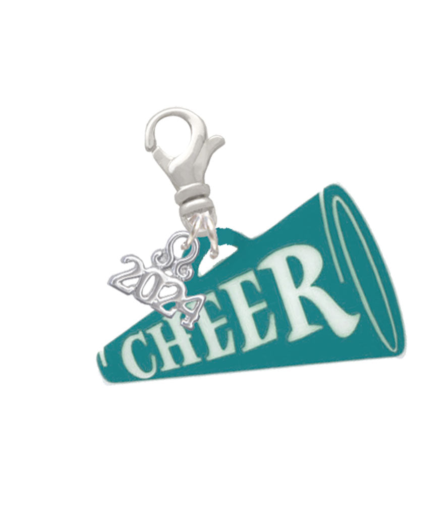 Delight Jewelry Acrylic 1.25" Cheer Megaphone Clip on Charm with Year 2024 Image 4