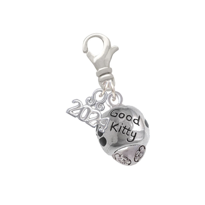 Delight Jewelry Silvertone Good Pet with Black Paw Spinners Clip on Charm with Year 2024 Image 4