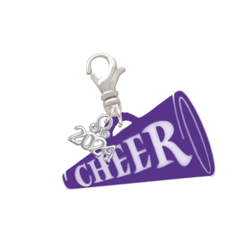 Delight Jewelry Acrylic 1.25" Cheer Megaphone Clip on Charm with Year 2024 Image 8