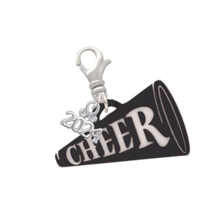 Delight Jewelry Acrylic 1.25" Cheer Megaphone Clip on Charm with Year 2024 Image 1
