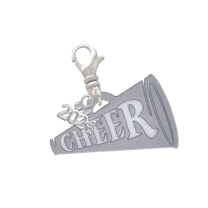 Delight Jewelry Acrylic 1.25" Cheer Megaphone Clip on Charm with Year 2024 Image 1