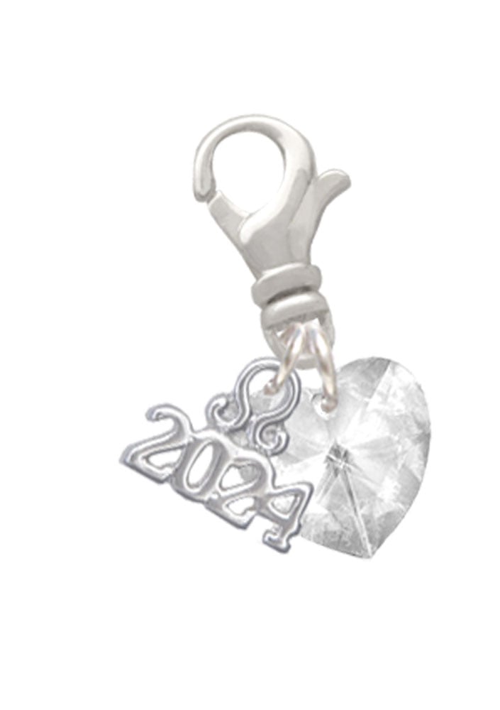 Delight Jewelry 10mm Crystal Heart Clip on Charm with Year 2024 Image 2