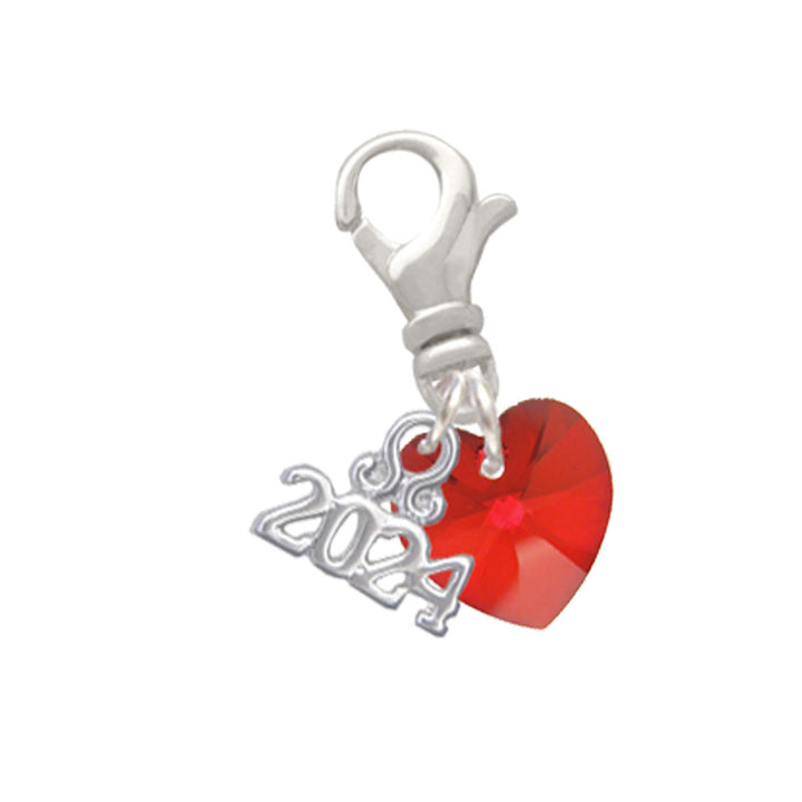 Delight Jewelry 10mm Crystal Heart Clip on Charm with Year 2024 Image 3