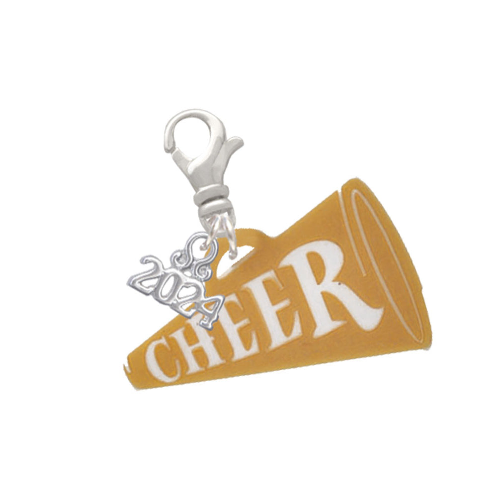 Delight Jewelry Acrylic 1.25" Cheer Megaphone Clip on Charm with Year 2024 Image 11