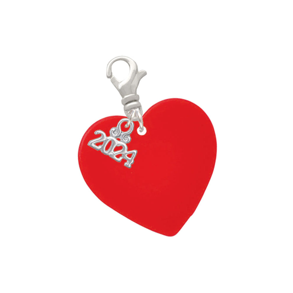 Delight Jewelry Acrylic 1" Heart Clip on Charm with Year 2024 Image 1