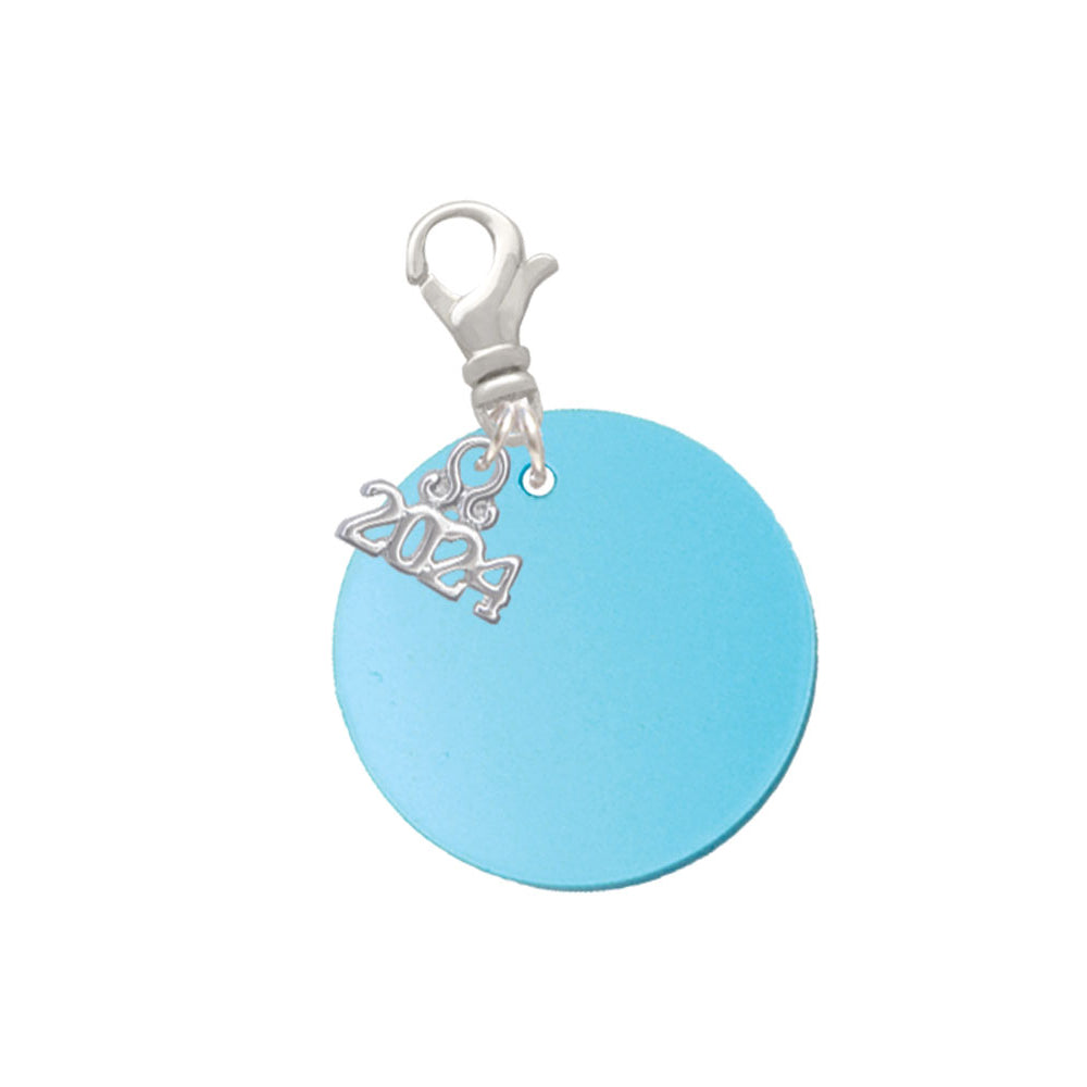 Delight Jewelry Acrylic 1" Disc Shimmer Clip on Charm with Year 2024 Image 1