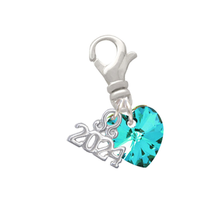Delight Jewelry 10mm Crystal Heart Clip on Charm with Year 2024 Image 4