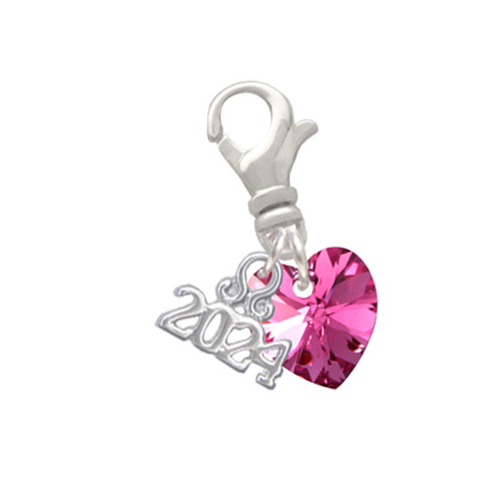 Delight Jewelry 10mm Crystal Heart Clip on Charm with Year 2024 Image 6