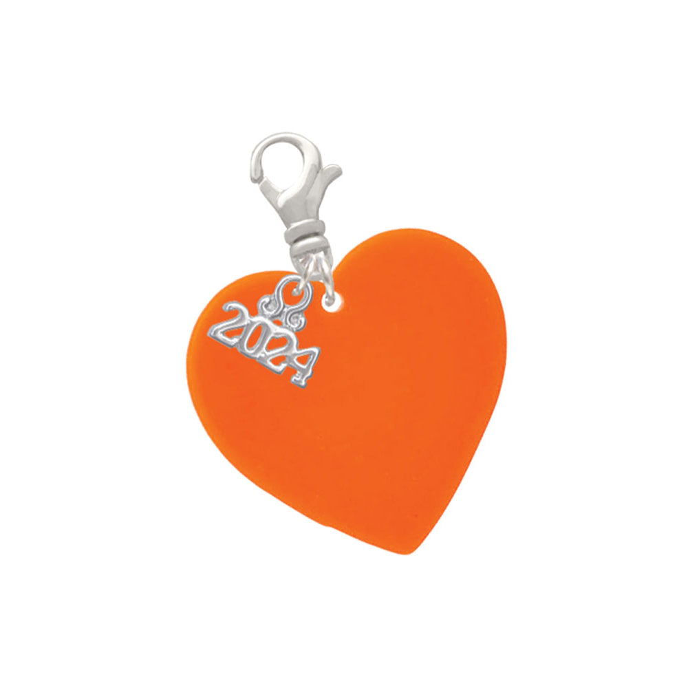 Delight Jewelry Acrylic 1" Heart Clip on Charm with Year 2024 Image 2