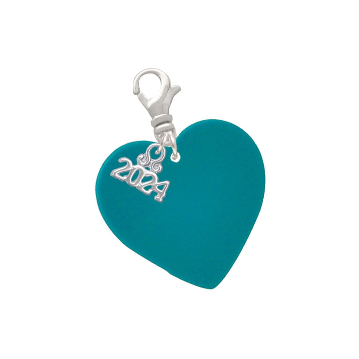 Delight Jewelry Acrylic 1" Heart Clip on Charm with Year 2024 Image 1