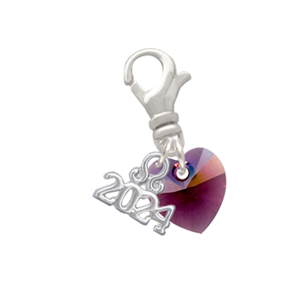 Delight Jewelry 10mm Crystal Heart Clip on Charm with Year 2024 Image 10