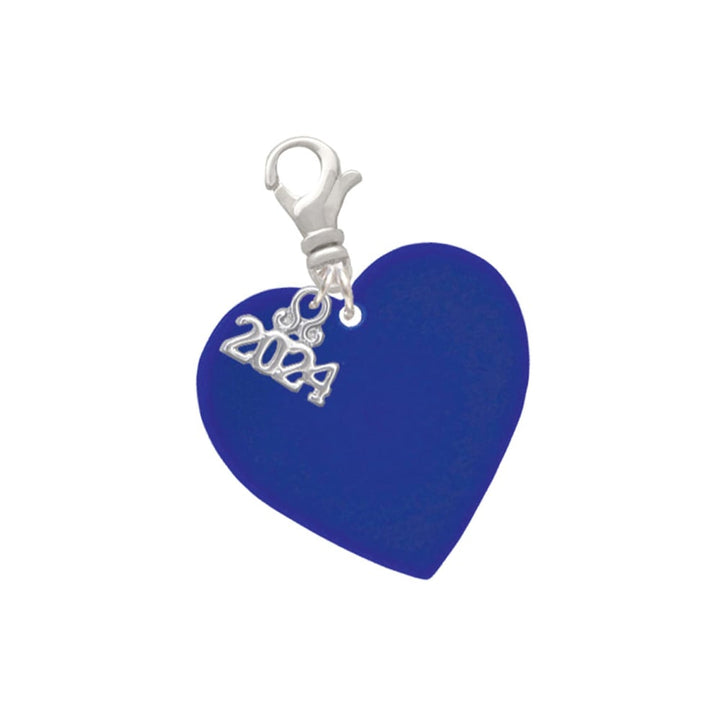 Delight Jewelry Acrylic 1" Heart Clip on Charm with Year 2024 Image 1