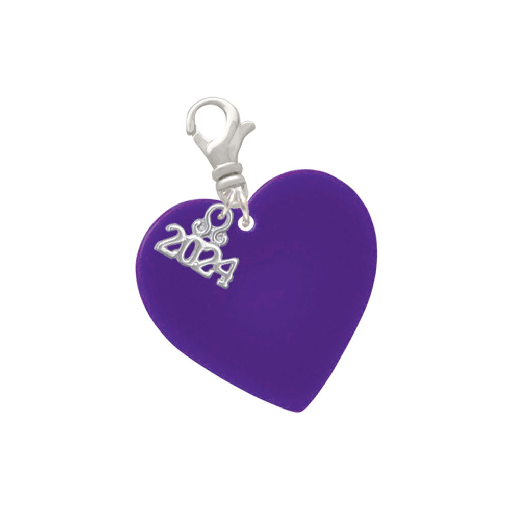 Delight Jewelry Acrylic 1" Heart Clip on Charm with Year 2024 Image 8