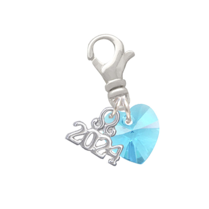 Delight Jewelry 10mm Crystal Heart Clip on Charm with Year 2024 Image 11