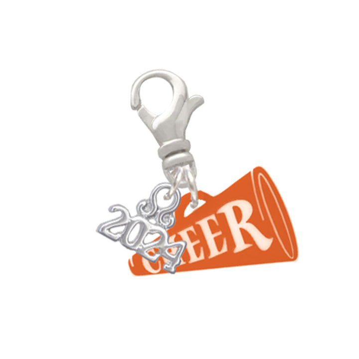 Delight Jewelry Acrylic 3/4" Cheer Megaphone Clip on Charm with Year 2024 Image 2