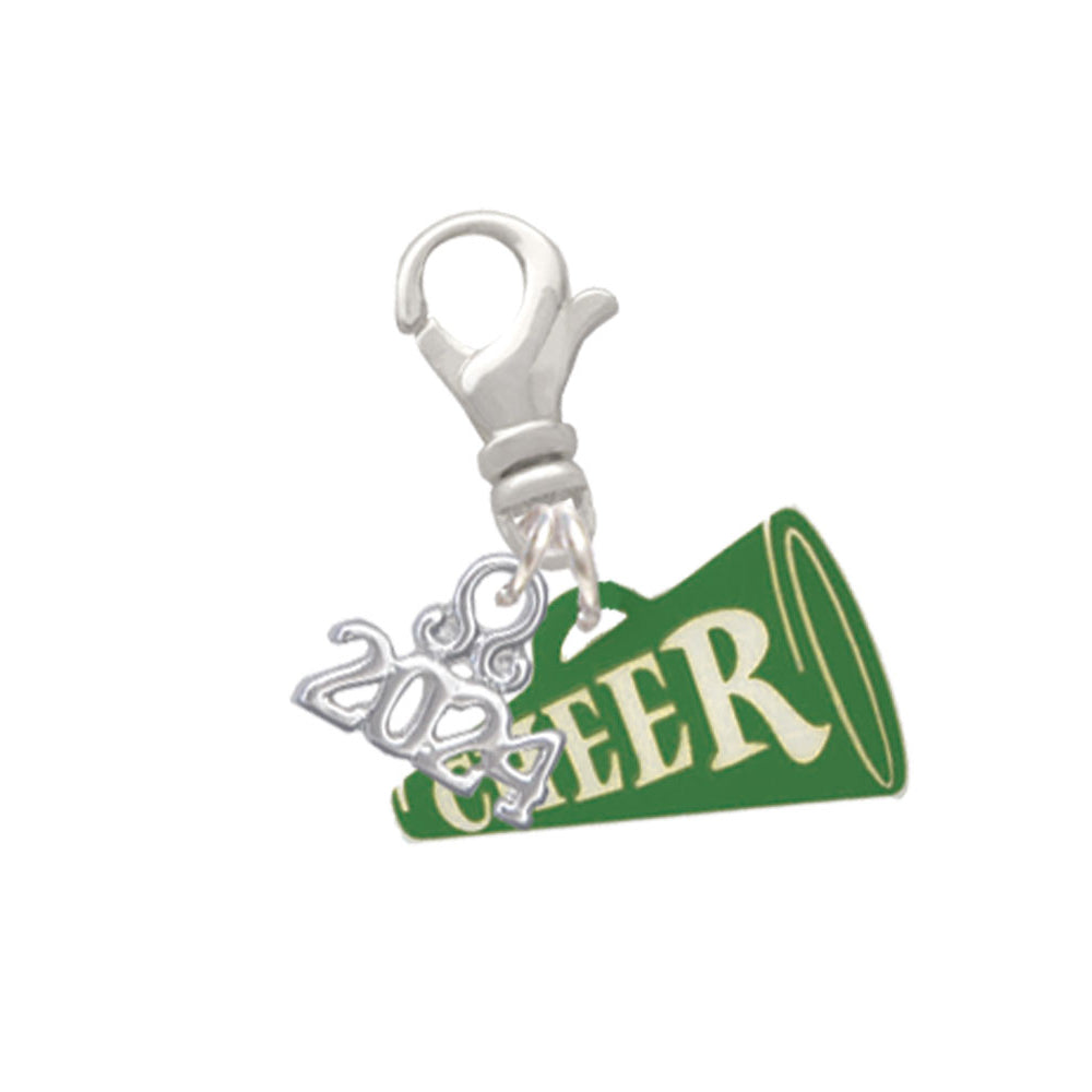 Delight Jewelry Acrylic 3/4" Cheer Megaphone Clip on Charm with Year 2024 Image 3