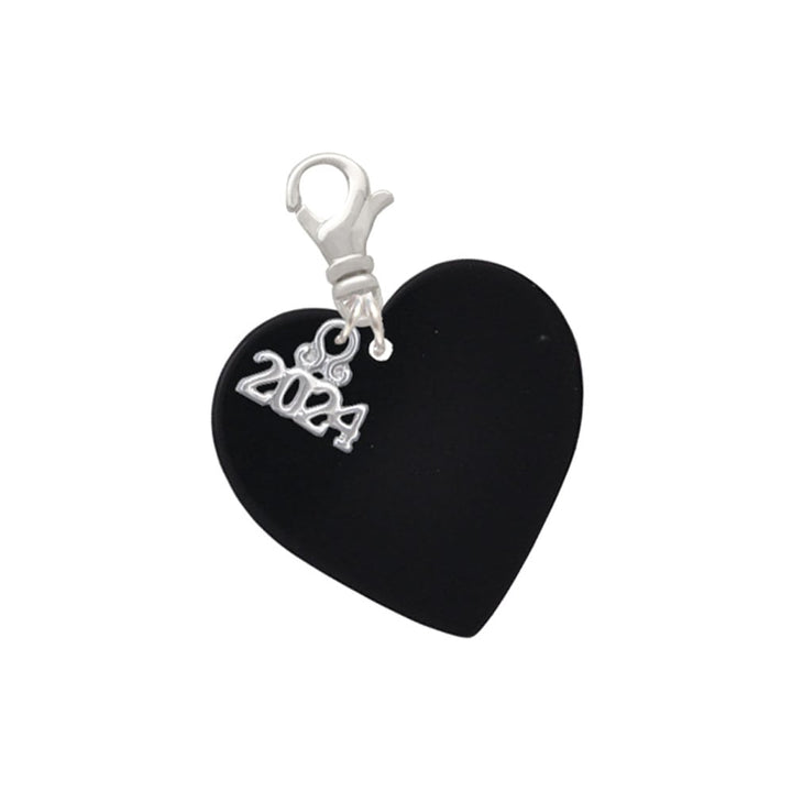 Delight Jewelry Acrylic 1" Heart Clip on Charm with Year 2024 Image 1