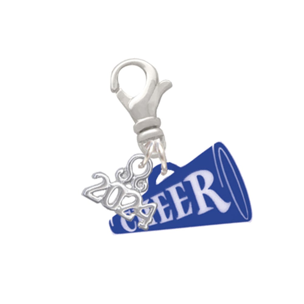 Delight Jewelry Acrylic 3/4" Cheer Megaphone Clip on Charm with Year 2024 Image 1