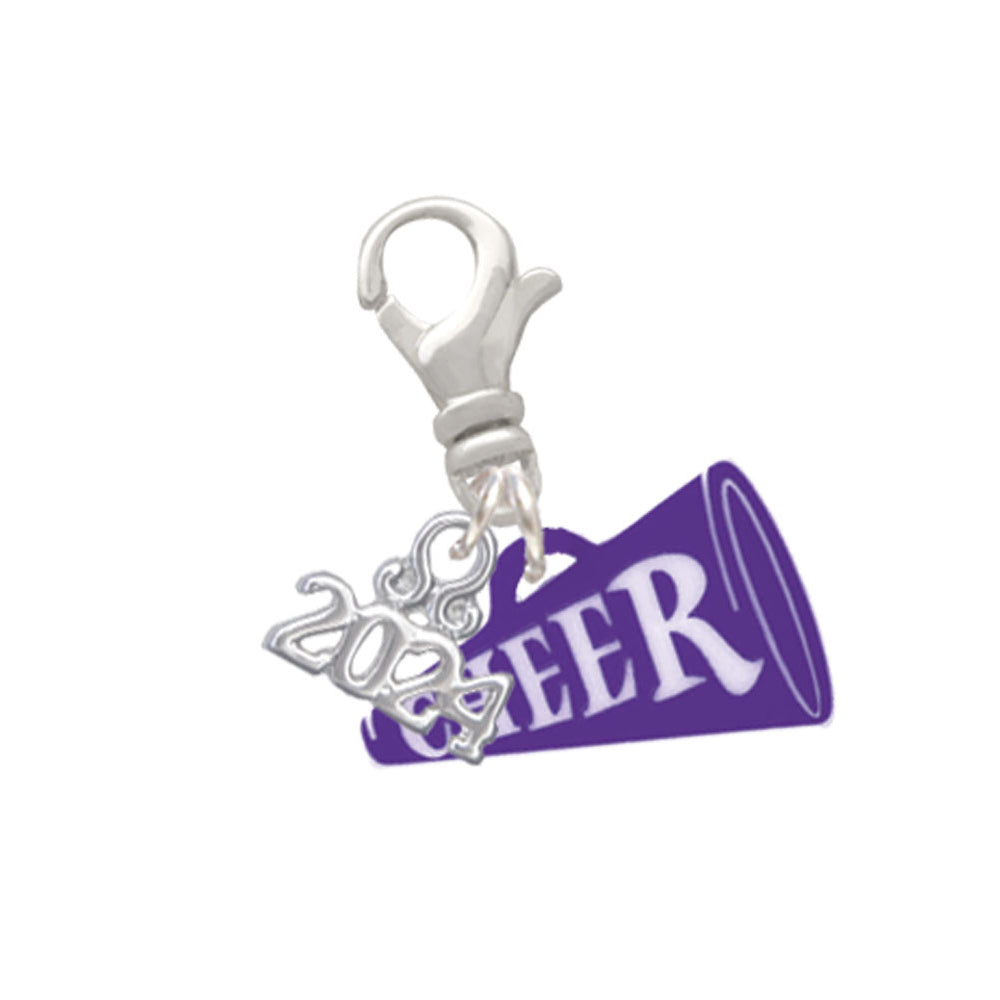 Delight Jewelry Acrylic 3/4" Cheer Megaphone Clip on Charm with Year 2024 Image 7