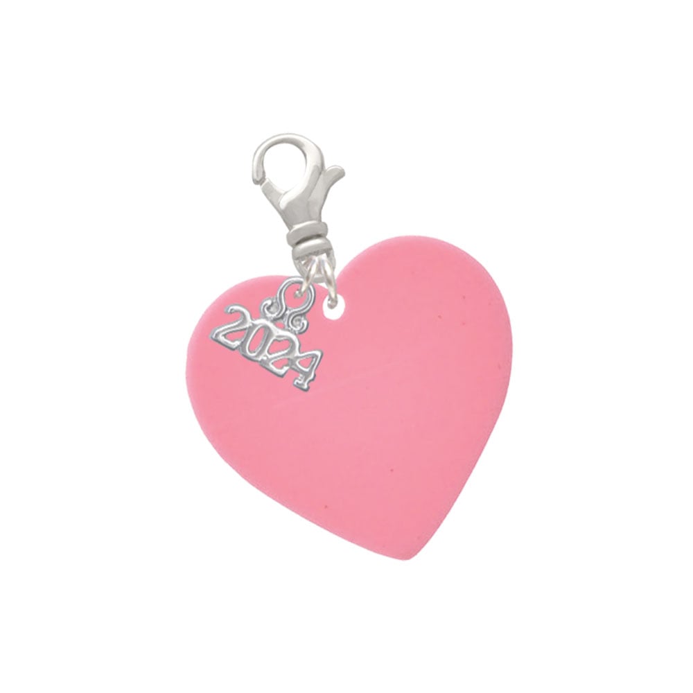 Delight Jewelry Acrylic 1" Heart Clip on Charm with Year 2024 Image 1