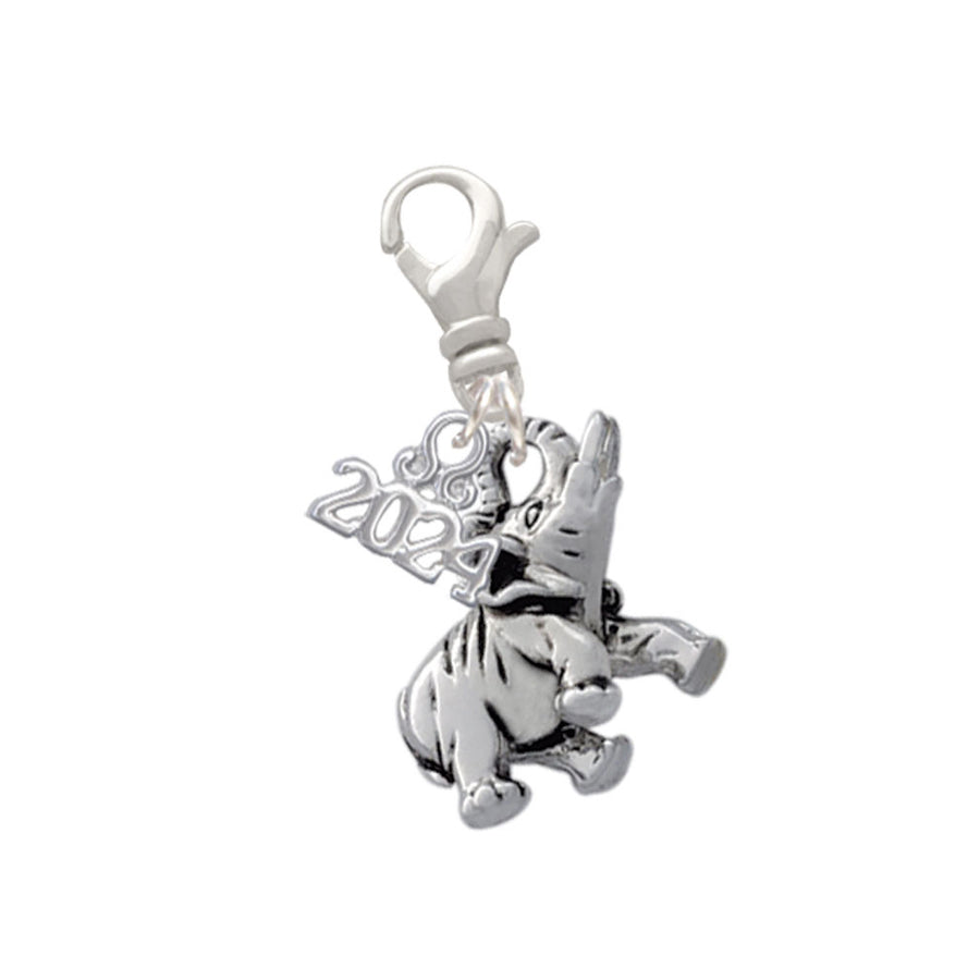 Delight Jewelry 3-D Elephant Clip on Charm with Year 2024 Image 1