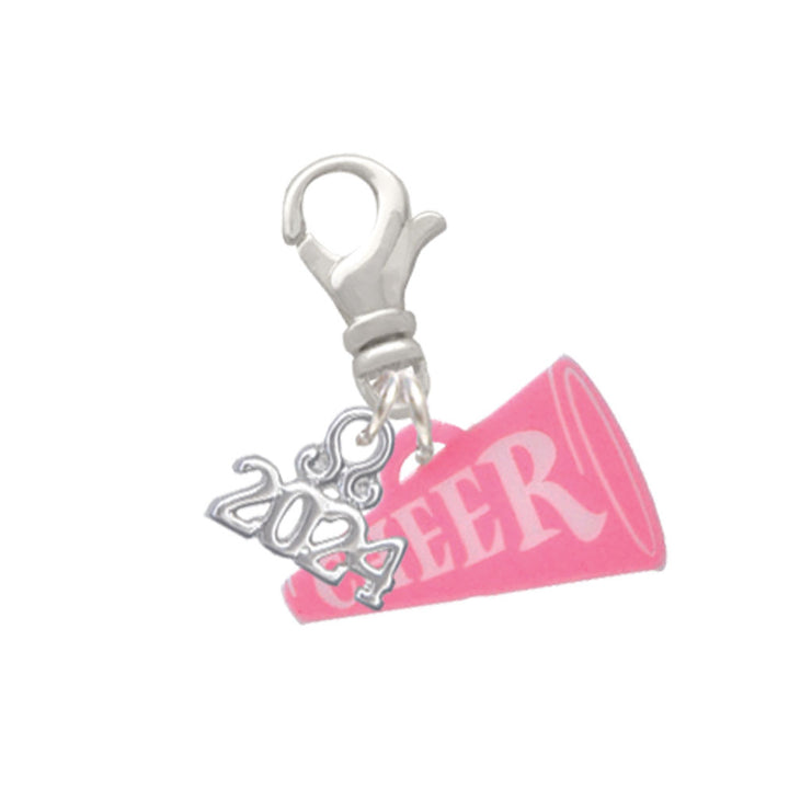 Delight Jewelry Acrylic 3/4" Cheer Megaphone Clip on Charm with Year 2024 Image 10