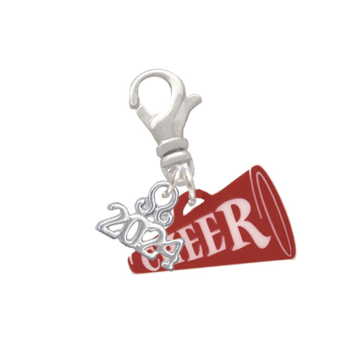 Delight Jewelry Acrylic 3/4" Cheer Megaphone Clip on Charm with Year 2024 Image 11