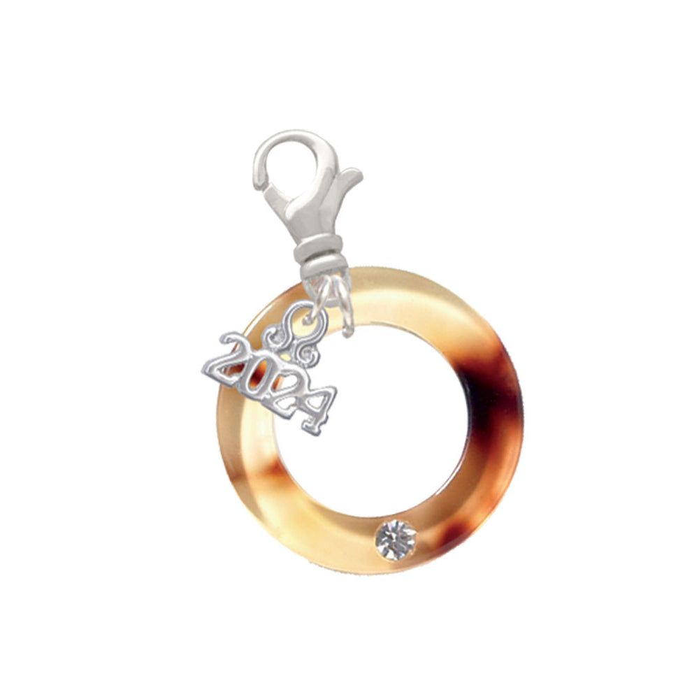Delight Jewelry Acrylic 7/8" Ring with 4mm Crystal Clip on Charm with Year 2024 Image 1