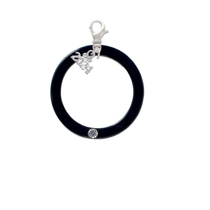 Delight Jewelry Acrylic 1 1/2" Ring with 4mm Crystal Clip on Charm with Year 2024 Image 2