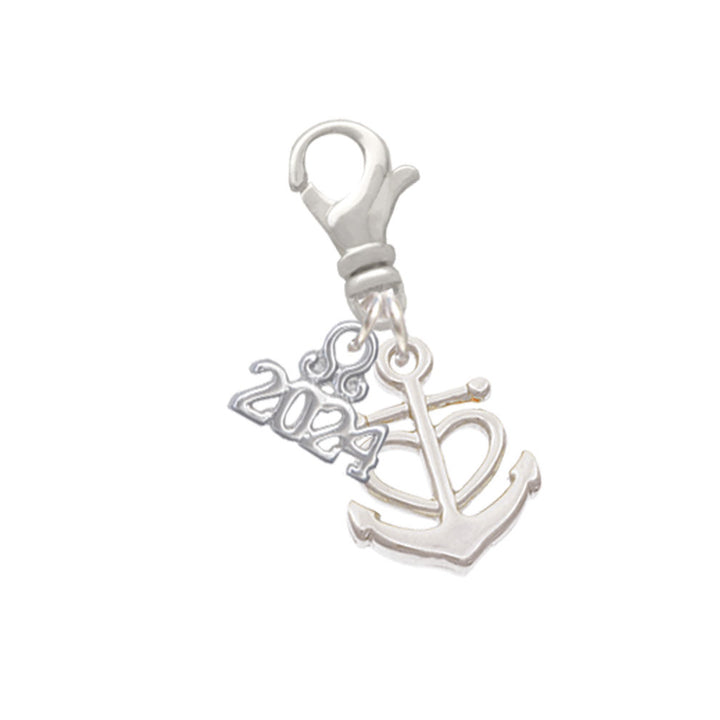 Delight Jewelry Anchor with Heart Clip on Charm with Year 2024 Image 1