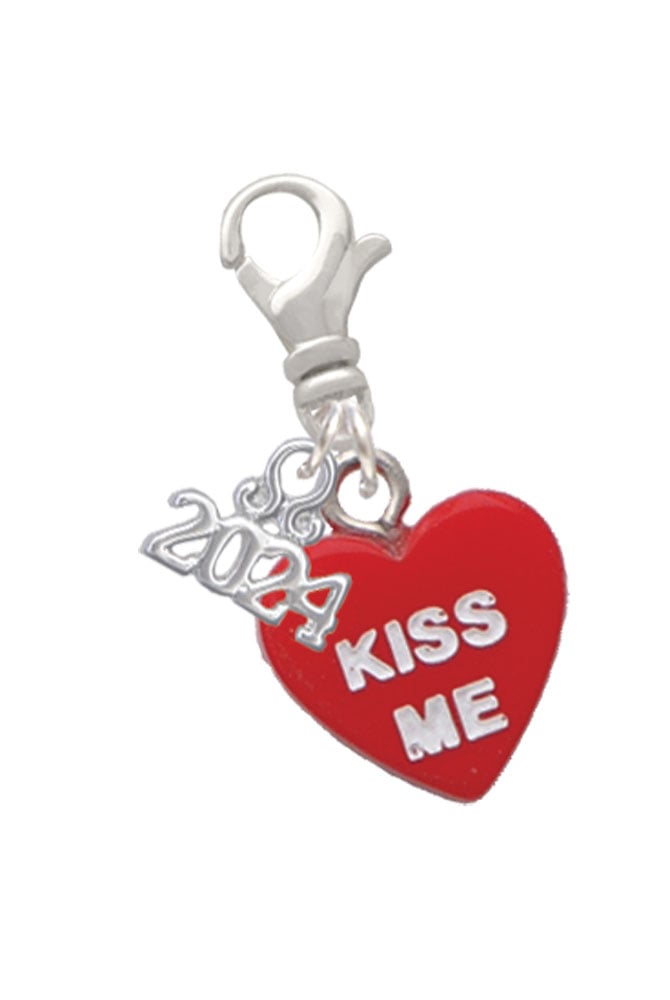 Delight Jewelry Acrylic Message Heart Clip on Charm with Year 2024 Image 1