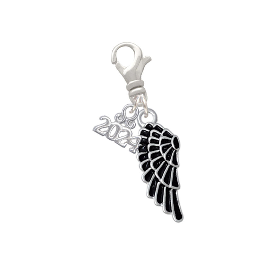Delight Jewelry Silvertone Medium Enamel Angel Wing Clip on Charm with Year 2024 Image 1