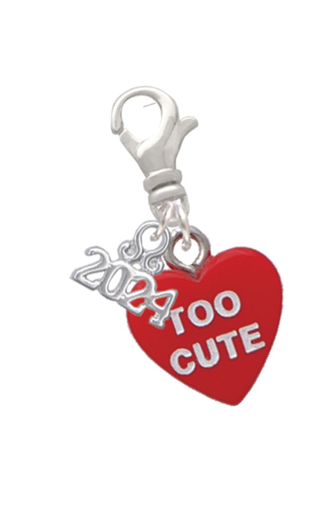 Delight Jewelry Acrylic Message Heart Clip on Charm with Year 2024 Image 1