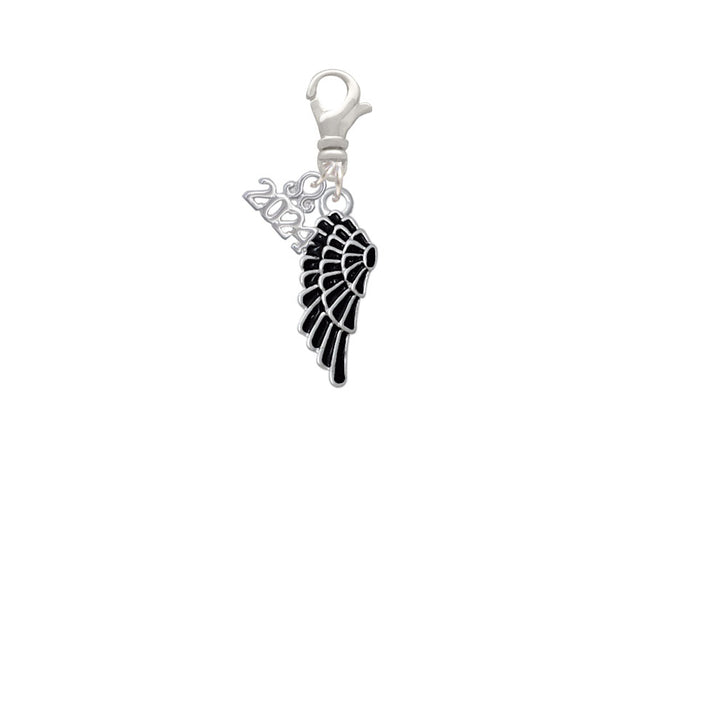Delight Jewelry Silvertone Medium Enamel Angel Wing Clip on Charm with Year 2024 Image 2