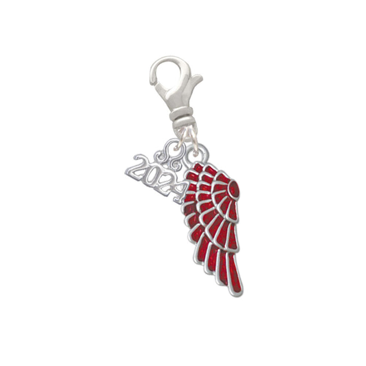 Delight Jewelry Silvertone Medium Enamel Angel Wing Clip on Charm with Year 2024 Image 4