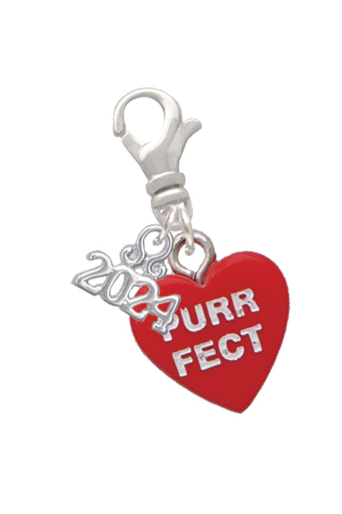 Delight Jewelry Acrylic Message Heart Clip on Charm with Year 2024 Image 1