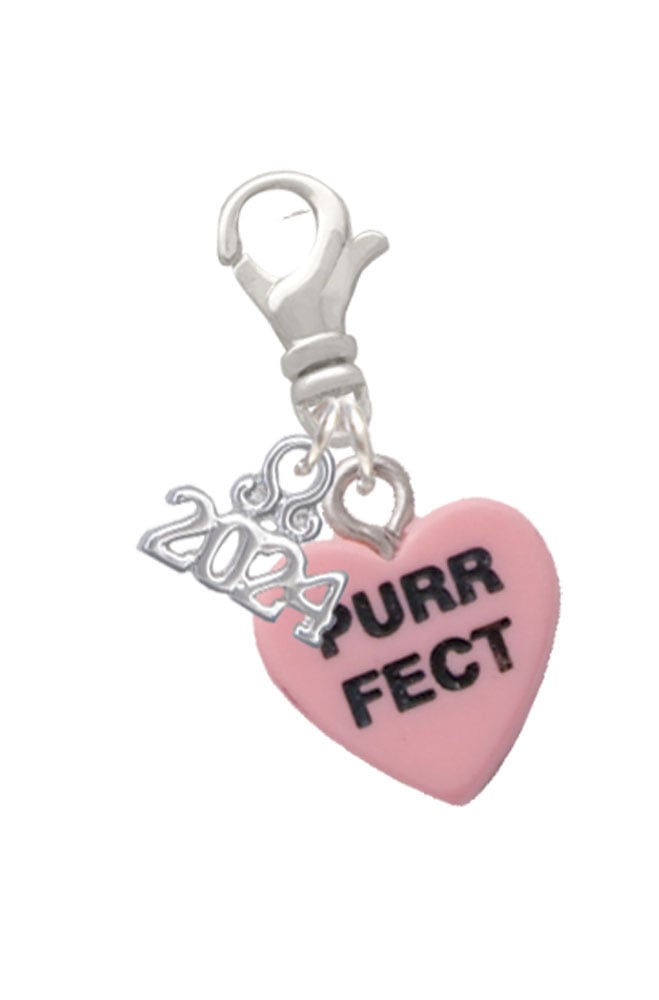 Delight Jewelry Acrylic Message Heart Clip on Charm with Year 2024 Image 1