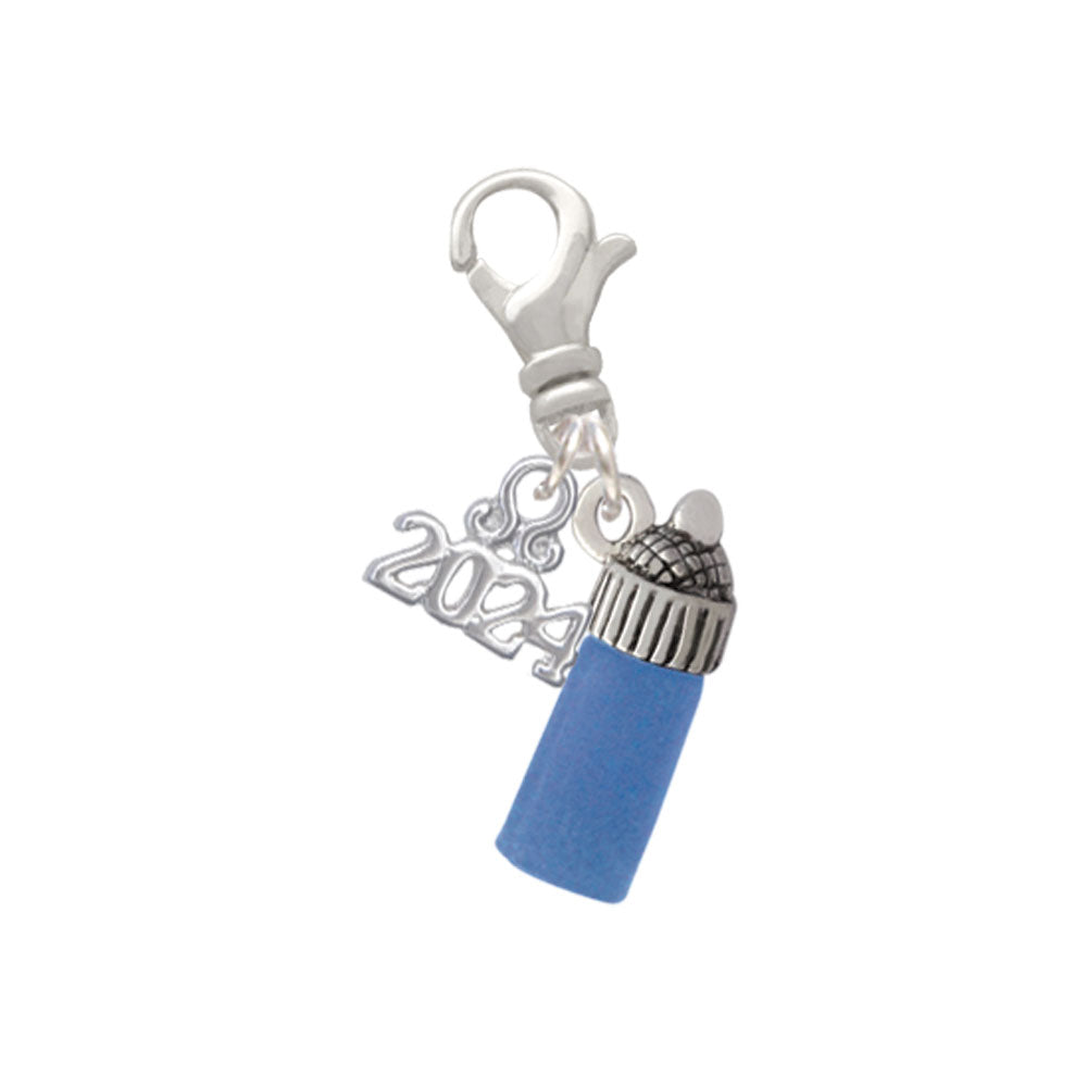 Delight Jewelry Silvertone 3-D Baby Bottle Clip on Charm with Year 2024 Image 6