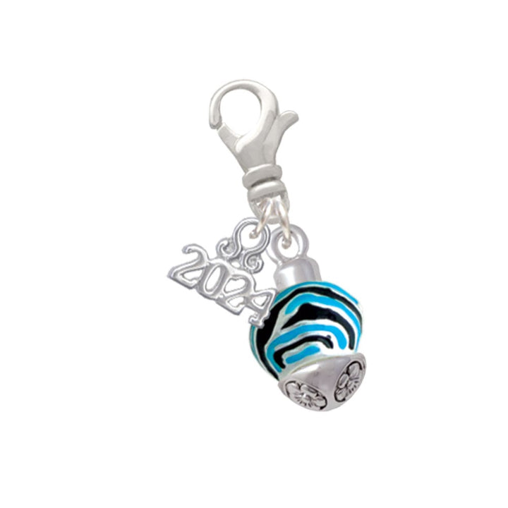 Delight Jewelry Plated Wide Animal Print Band Spinner Clip on Charm with Year 2024 Image 1