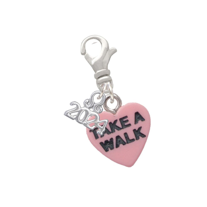 Delight Jewelry Acrylic Message Heart Clip on Charm with Year 2024 Image 1