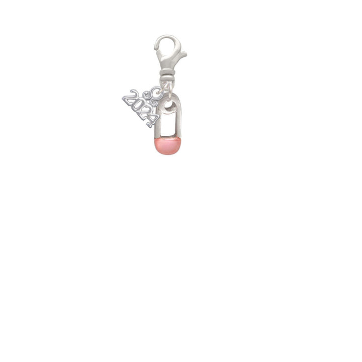 Delight Jewelry Silvertone Baby Safety Pin Clip on Charm with Year 2024 Image 2