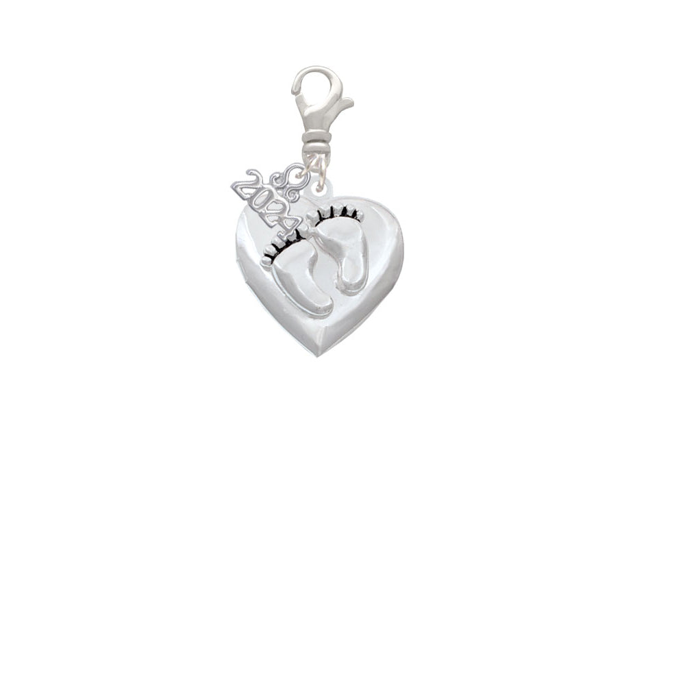 Delight Jewelry Baby Feet Heart Locket Clip on Charm with Year 2024 Image 2