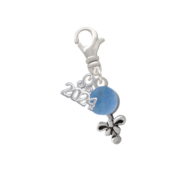 Delight Jewelry Silvertone Baby Rattle Clip on Charm with Year 2024 Image 6