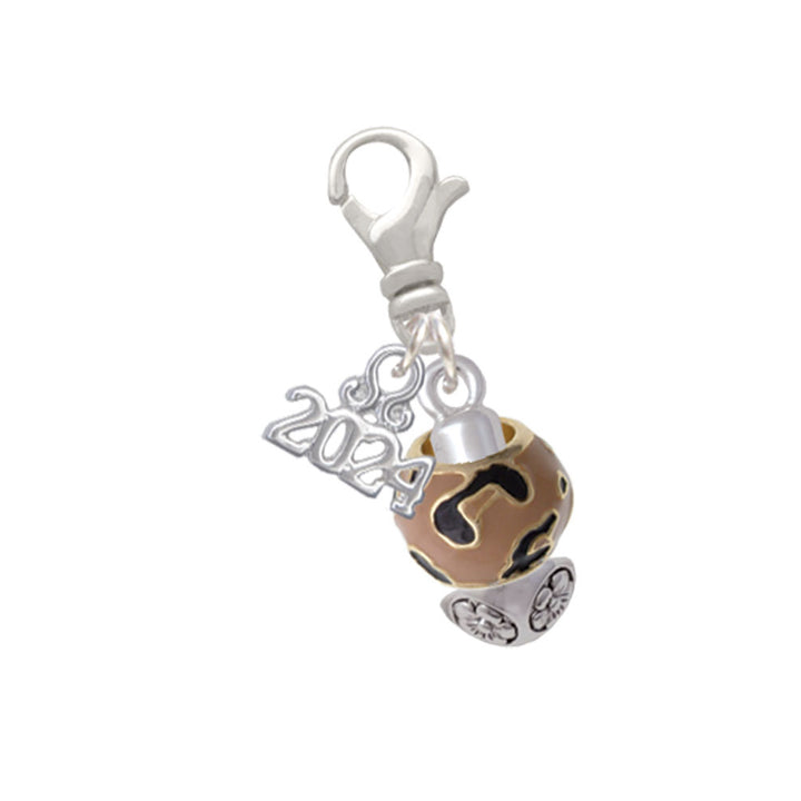 Delight Jewelry Plated Wide Animal Print Band Spinner Clip on Charm with Year 2024 Image 9
