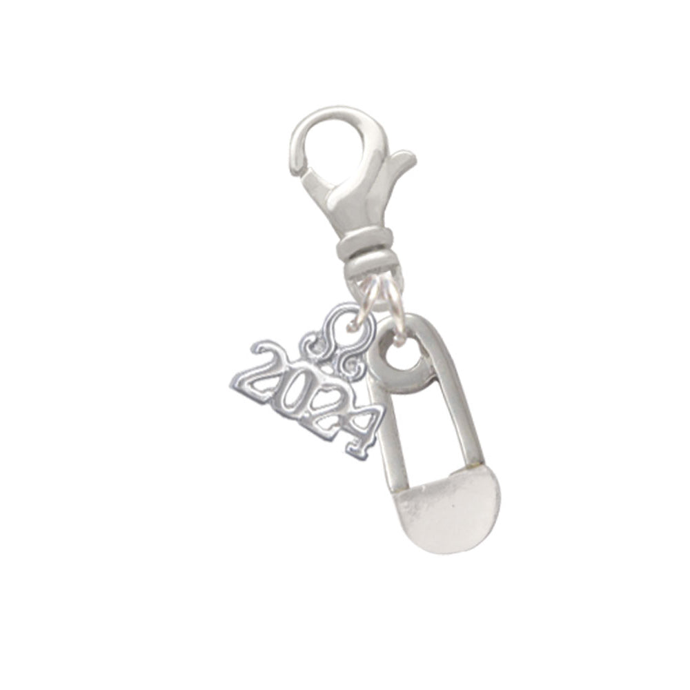 Delight Jewelry Silvertone Baby Safety Pin Clip on Charm with Year 2024 Image 4