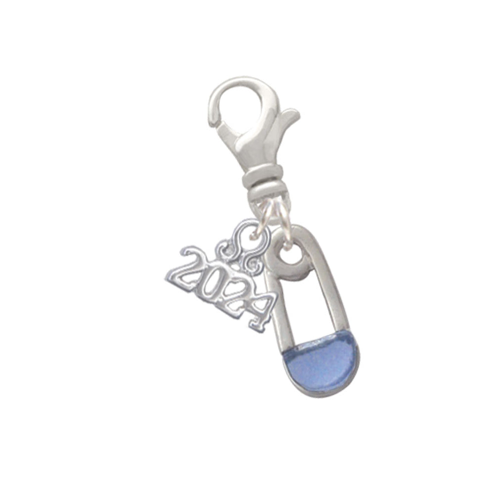 Delight Jewelry Silvertone Baby Safety Pin Clip on Charm with Year 2024 Image 6